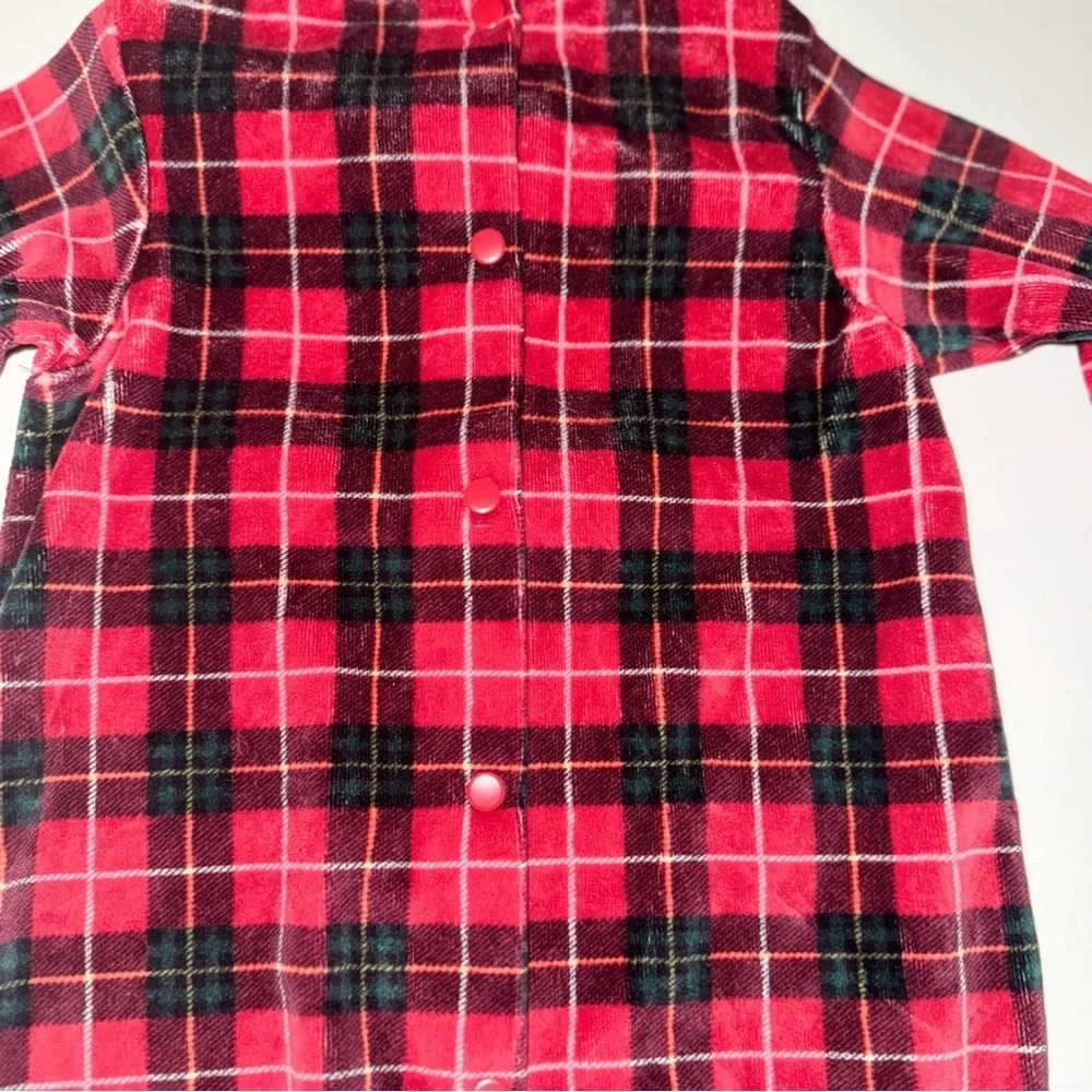 NWT First Moments My First Christmas Baby Velour Footie Sleeper Plaid Red 0-3 - Picture 8 of 12